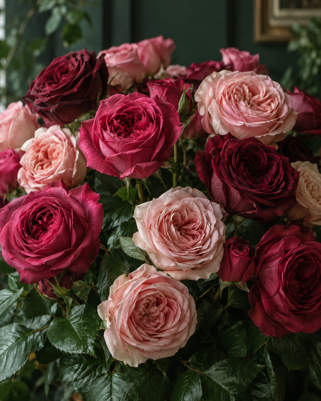 Rosas em tons de rosa e vinho